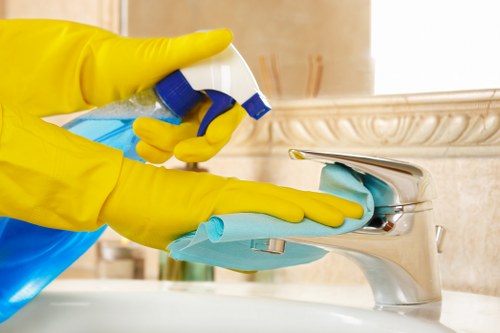 Professional cleaners working in a Bayswater apartment building
