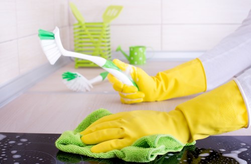 Local cleaners preparing a Bayswater flat for final inspection